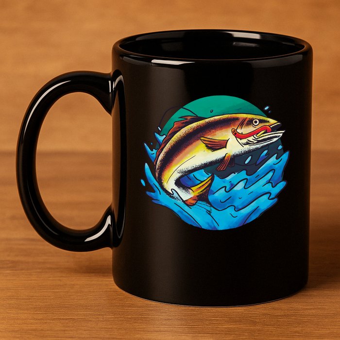 Fishing Worm Lake 11oz C Handle Ceramic Mug
