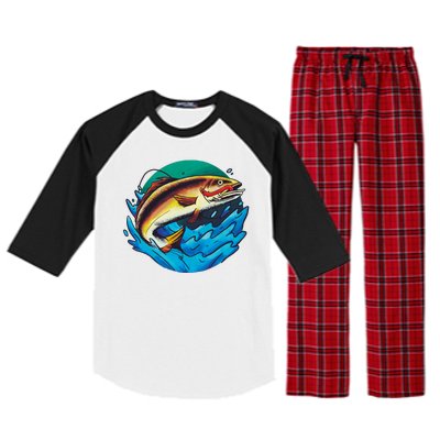 Fishing Worm Lake Raglan Sleeve Pajama Set