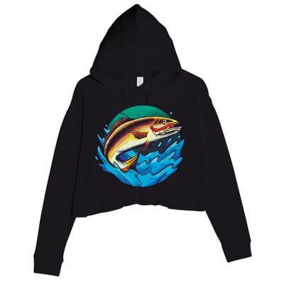 Fishing Worm Lake Crop Fleece Hoodie