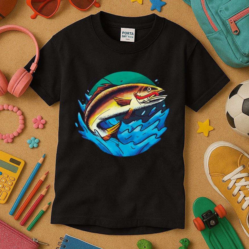 Fishing Worm Lake Kids T-Shirt