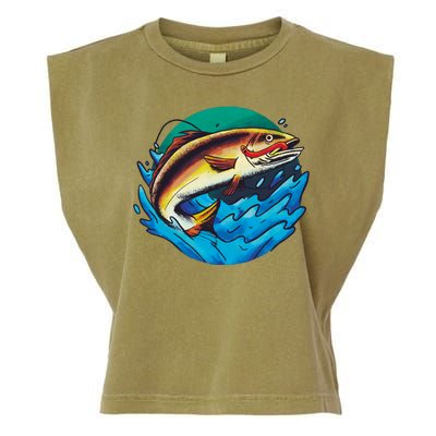 Fishing Worm Lake Garment-Dyed Women's Muscle Tee