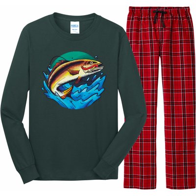 Fishing Worm Lake Long Sleeve Pajama Set