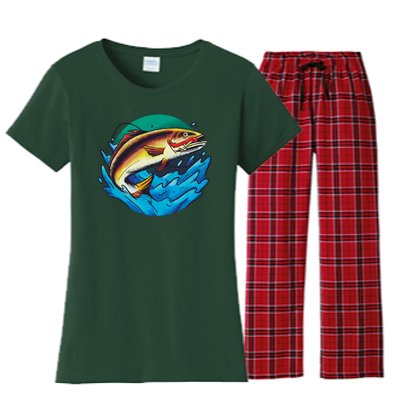 Fishing Worm Lake Women's Flannel Pajama Set