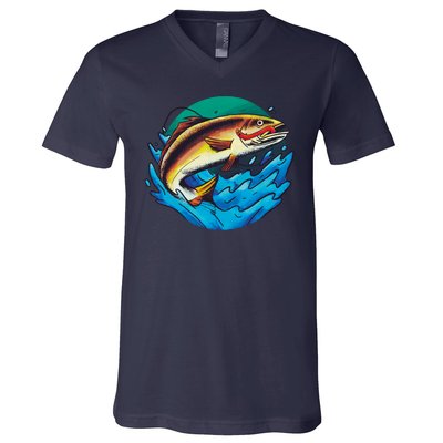 Fishing Worm Lake V-Neck T-Shirt