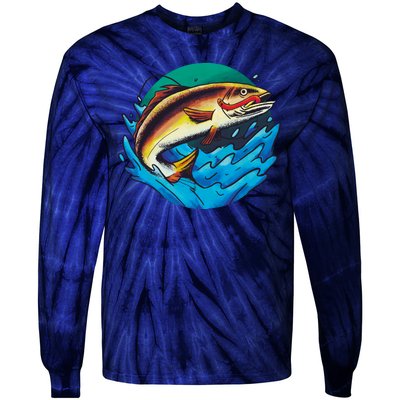 Fishing Worm Lake Tie-Dye Long Sleeve Shirt