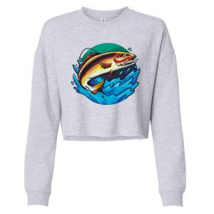 Fishing Worm Lake Cropped Pullover Crew