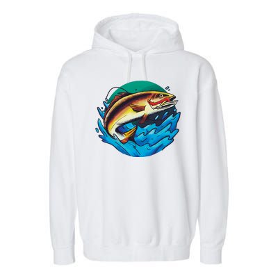 Fishing Worm Lake Garment-Dyed Fleece Hoodie