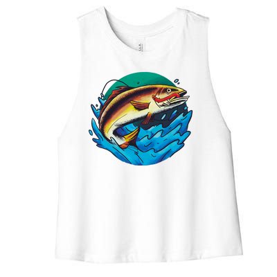 Fishing Worm Lake Women's Racerback Cropped Tank