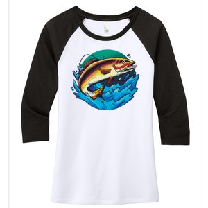 Fishing Worm Lake Women's Tri-Blend 3/4-Sleeve Raglan Shirt