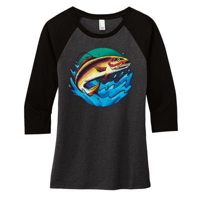 Fishing Worm Lake Women's Tri-Blend 3/4-Sleeve Raglan Shirt