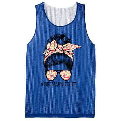 Fire Wife Life Messy Bun Firefighter Mother’s Day Gift Mesh Reversible Basketball Jersey Tank