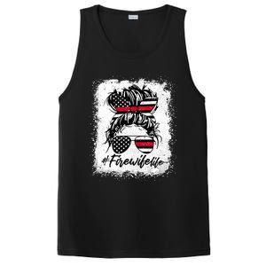 Fire Wife Life Firefighter's Wife Bleached Women Messy Bun Gift PosiCharge Competitor Tank