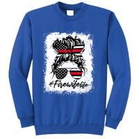 Fire Wife Life Firefighter's Wife Bleached Women Messy Bun Gift Sweatshirt