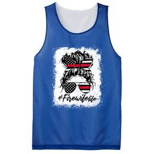 Fire Wife Life Firefighter's Wife Bleached Women Messy Bun Gift Mesh Reversible Basketball Jersey Tank