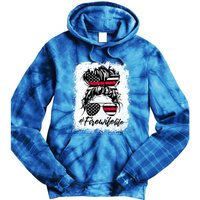 Fire Wife Life Firefighter's Wife Bleached Women Messy Bun Gift Tie Dye Hoodie