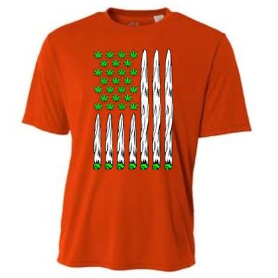 Funny Weed Leaf Flag Cannabis 4th Of July Cooling Performance Crew T-Shirt