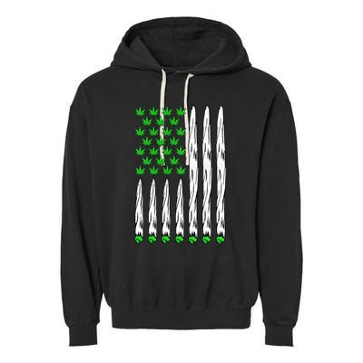 Funny Weed Leaf Flag Cannabis 4th Of July Garment-Dyed Fleece Hoodie