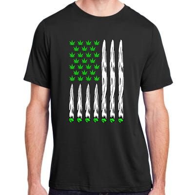 Funny Weed Leaf Flag Cannabis 4th Of July Adult ChromaSoft Performance T-Shirt