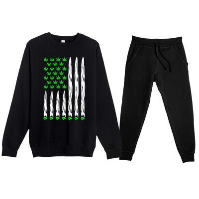 Funny Weed Leaf Flag Cannabis 4th Of July Premium Crewneck Sweatsuit Set