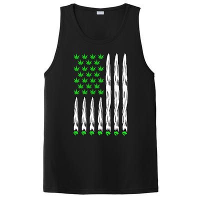 Funny Weed Leaf Flag Cannabis 4th Of July PosiCharge Competitor Tank