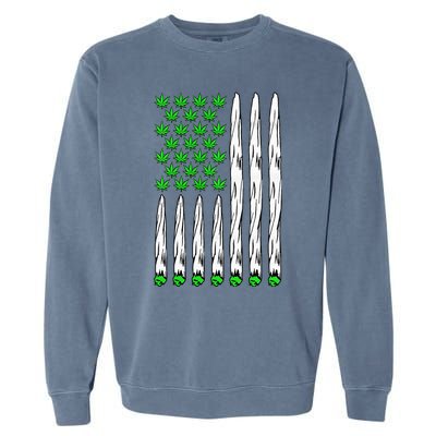 Funny Weed Leaf Flag Cannabis 4th Of July Garment-Dyed Sweatshirt