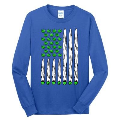 Funny Weed Leaf Flag Cannabis 4th Of July Tall Long Sleeve T-Shirt