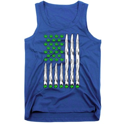 Funny Weed Leaf Flag Cannabis 4th Of July Tank Top