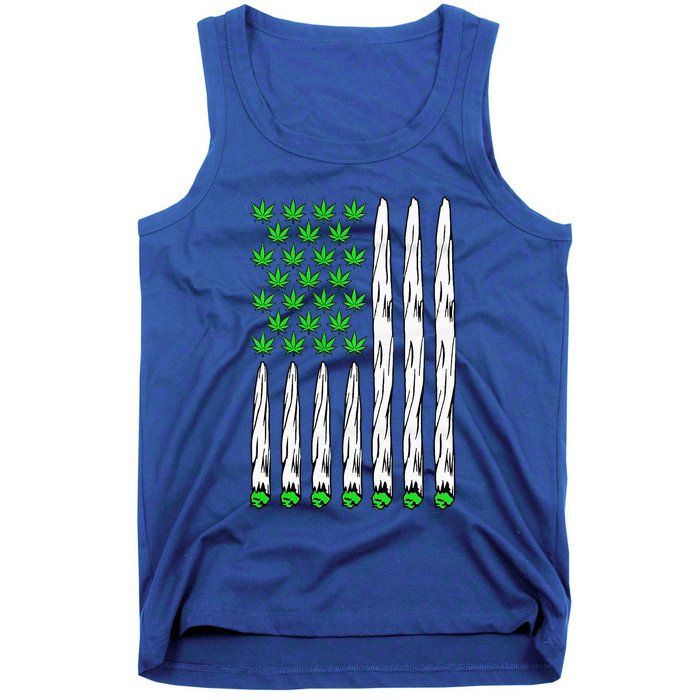 Funny Weed Leaf Flag Cannabis 4th Of July Tank Top