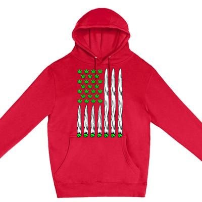 Funny Weed Leaf Flag Cannabis 4th Of July Premium Pullover Hoodie