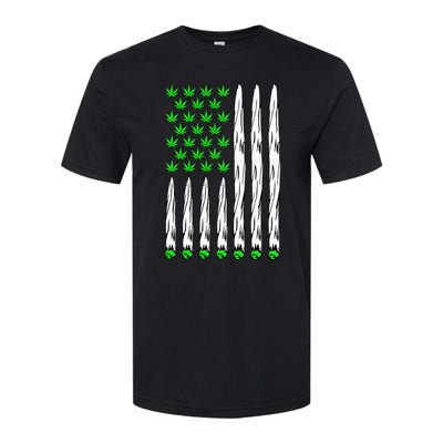 Funny Weed Leaf Flag Cannabis 4th Of July Softstyle CVC T-Shirt