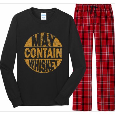 Funny Whiskey Lovers Gift May Contain Whiskey Long Sleeve Pajama Set