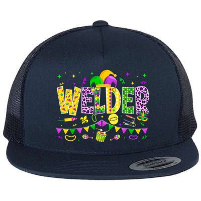 Funny Welder Lover Mardi Gras Carnival Party Gift Flat Bill Trucker Hat