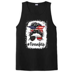 Fire Wife Life Firefighters Wife Women Messy Bun Bleached PosiCharge Competitor Tank