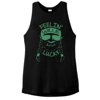 Feelin Willie Lucky Feeling Lucky St. Patrick's Day Funny Willie Nelson Ladies PosiCharge Tri-Blend Wicking Tank