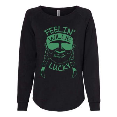 Feelin Willie Lucky Feeling Lucky St. Patrick's Day Funny Willie Nelson Womens California Wash Sweatshirt