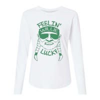 Feelin Willie Lucky Feeling Lucky St. Patrick's Day Funny Willie Nelson Womens Cotton Relaxed Long Sleeve T-Shirt