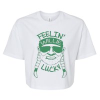 Feelin Willie Lucky Feeling Lucky St. Patrick's Day Funny Willie Nelson Bella+Canvas Jersey Crop Tee