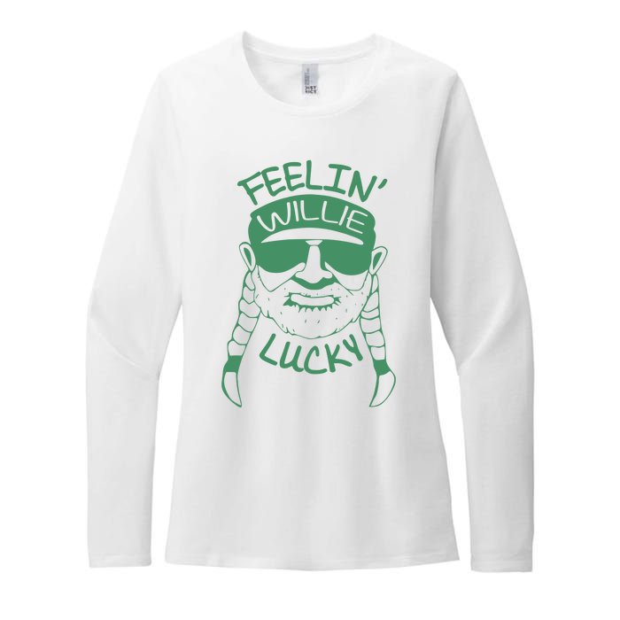 Feelin Willie Lucky Feeling Lucky St. Patrick's Day Funny Willie Nelson Womens CVC Long Sleeve Shirt