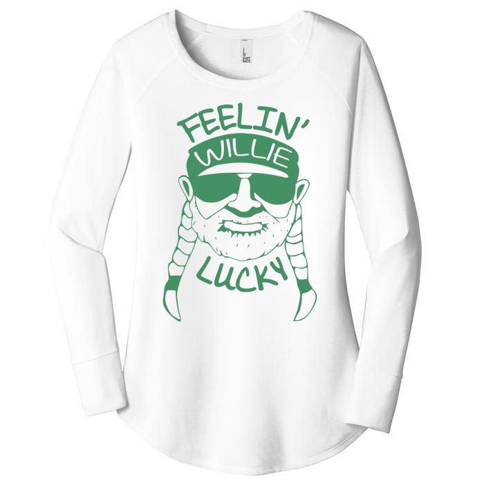 Feelin Willie Lucky Feeling Lucky St. Patrick's Day Funny Willie Nelson Women's Perfect Tri Tunic Long Sleeve Shirt