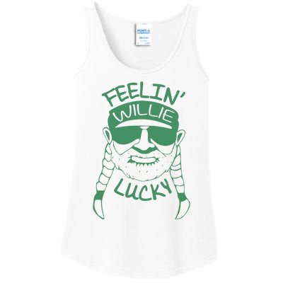 Feelin Willie Lucky Feeling Lucky St. Patrick's Day Funny Willie Nelson Ladies Essential Tank