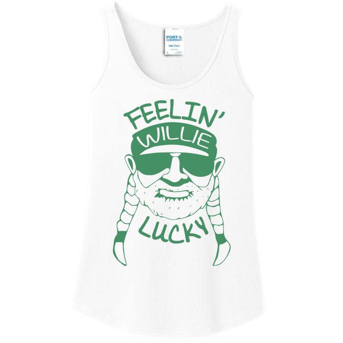 Feelin Willie Lucky Feeling Lucky St. Patrick's Day Funny Willie Nelson Ladies Essential Tank