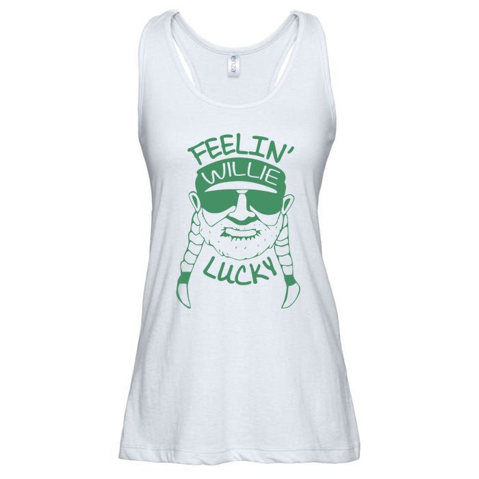 Feelin Willie Lucky Feeling Lucky St. Patrick's Day Funny Willie Nelson Ladies Essential Flowy Tank