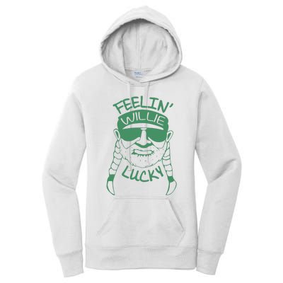 Feelin Willie Lucky Feeling Lucky St. Patrick's Day Funny Willie Nelson Women's Pullover Hoodie