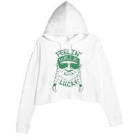 Feelin Willie Lucky Feeling Lucky St. Patrick's Day Funny Willie Nelson Crop Fleece Hoodie