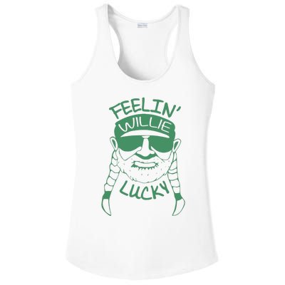 Feelin Willie Lucky Feeling Lucky St. Patrick's Day Funny Willie Nelson Ladies PosiCharge Competitor Racerback Tank