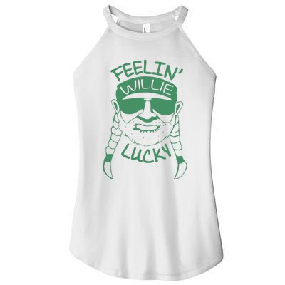 Feelin Willie Lucky Feeling Lucky St. Patrick's Day Funny Willie Nelson Women’s Perfect Tri Rocker Tank