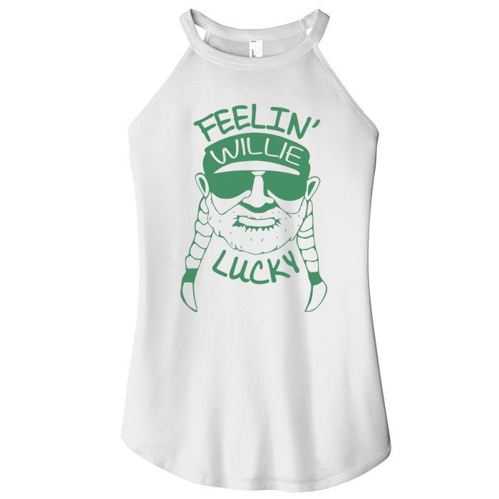 Feelin Willie Lucky Feeling Lucky St. Patrick's Day Funny Willie Nelson Women’s Perfect Tri Rocker Tank