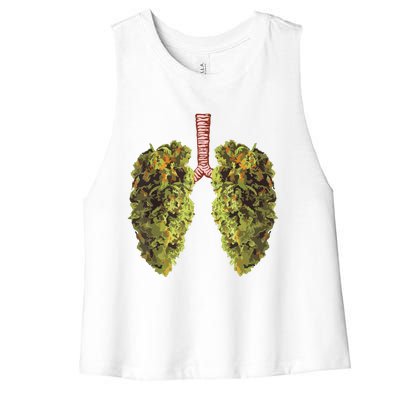 Funny Weed Lung Marijuana Bud THC Lung Women's Racerback Cropped Tank