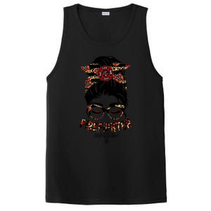 Fire Wife Life Firefighter's Wife Messy Bun Mom Leopard Gift PosiCharge Competitor Tank