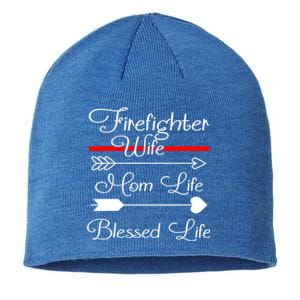 Firefighter Wife Mom Life Blessed Wife Mothers Day Funny Gift Sustainable Beanie